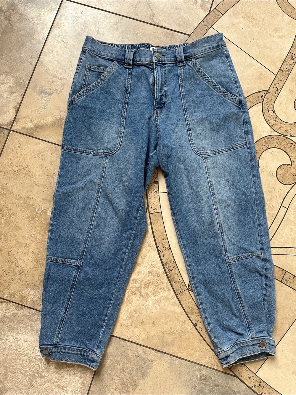 SO Women's Blue Cropped Utility Jeans